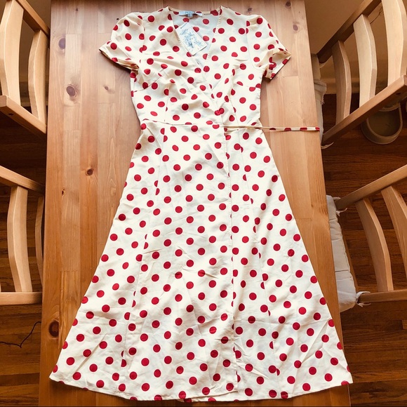Peiran Dresses & Skirts - Vintage Crepe Polka Dot Wrap Dress by Peiran